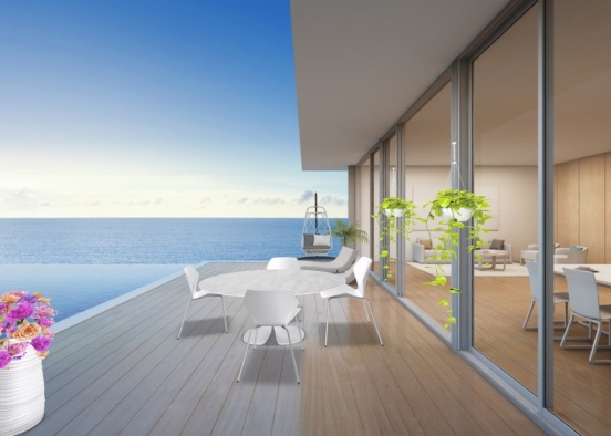 white modern balcony  Design Rendering