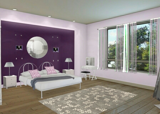 Dormitorio morado Design Rendering