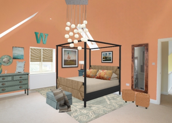 Fun,  cheery bedroom Design Rendering