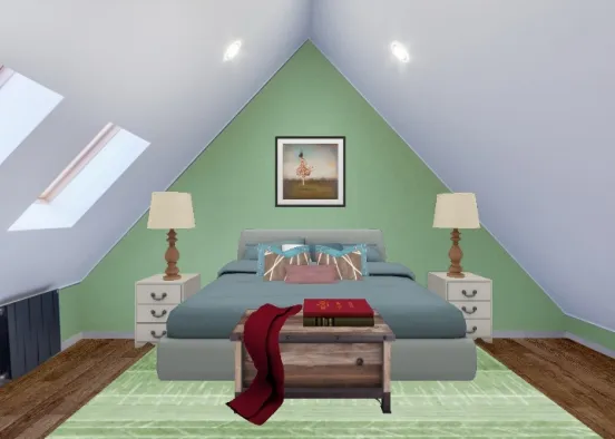 Green. Bedroom Design Rendering