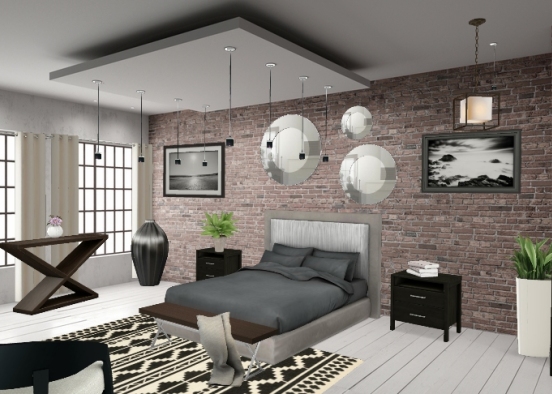 Modern bedroom.  Design Rendering