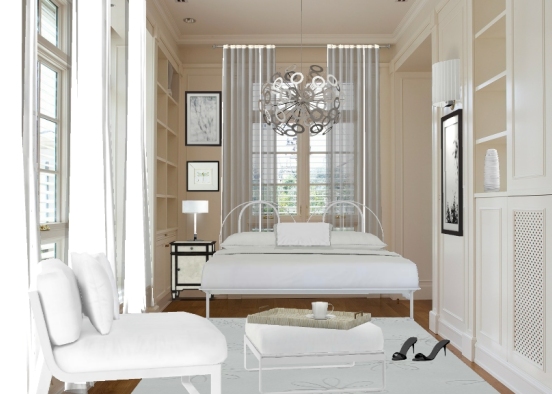 Pure white bedroom Design Rendering