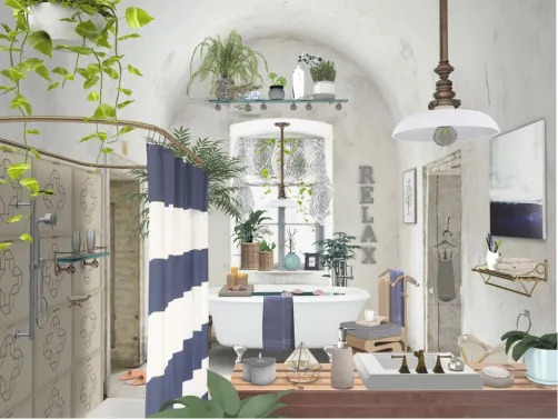 Relaxing boho bathroom 