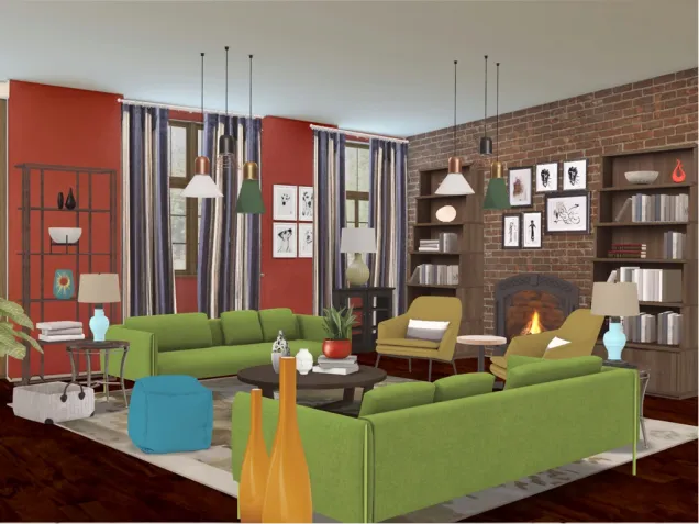 50s inspired Retro Living Room