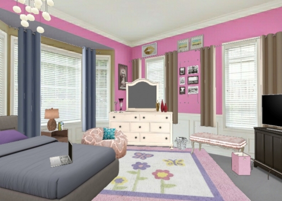 Pretty pink room Design Rendering