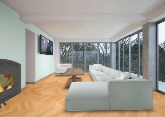 Cosy Modern Living Room Design Rendering