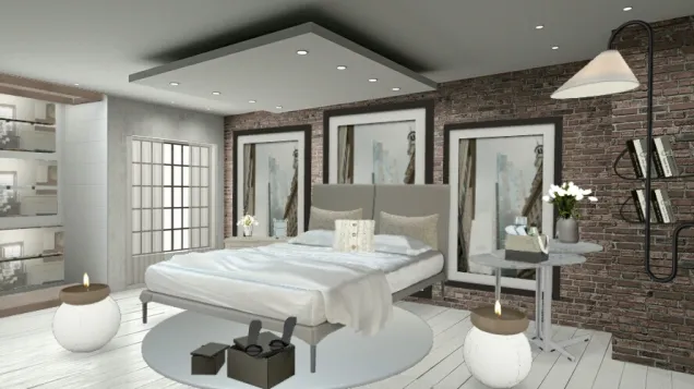 Comfy, and little vintage modern mix new york style bedroom..