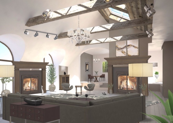 Two fireplaces Design Rendering