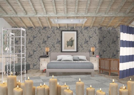 blue concept bedroom Design Rendering