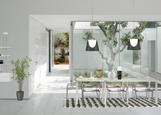 Sala da pranzo moderna con linee pulite chiare e originali Design Rendering