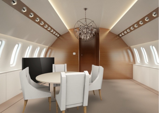 Private jet dinning room Design Rendering