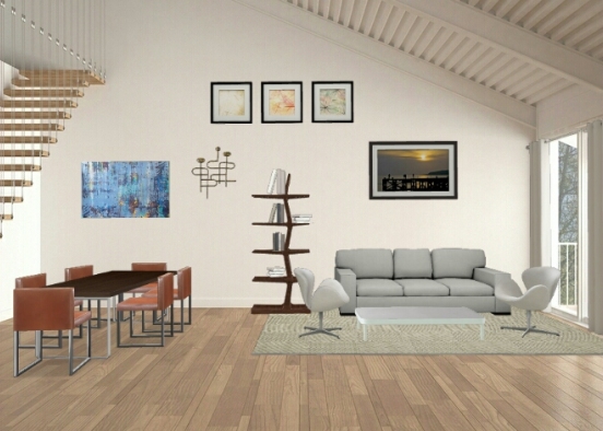 Comedor y sala de estar Design Rendering