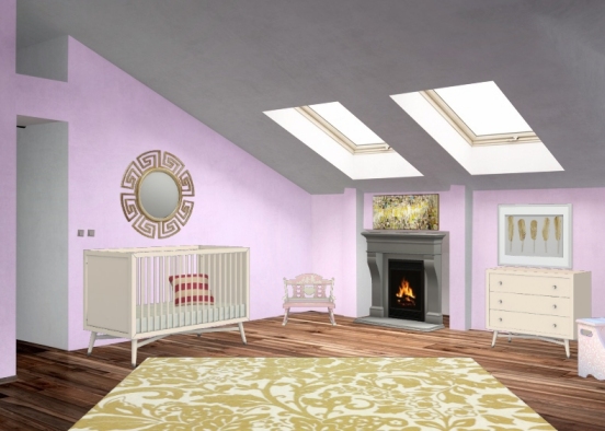 Modern baby girls nursery Design Rendering