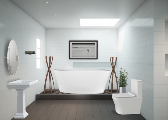 baño blanco Design Rendering