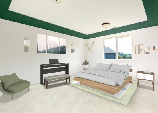 Green Themed Bedroom Design Rendering