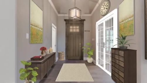 Grain and green toned entryway