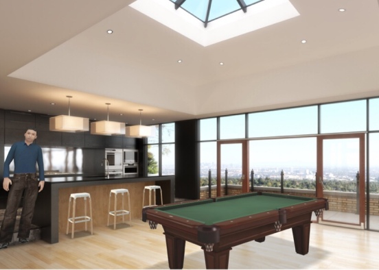game room and kitchen  Design Rendering