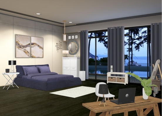 Simple teenage bedroom Design Rendering