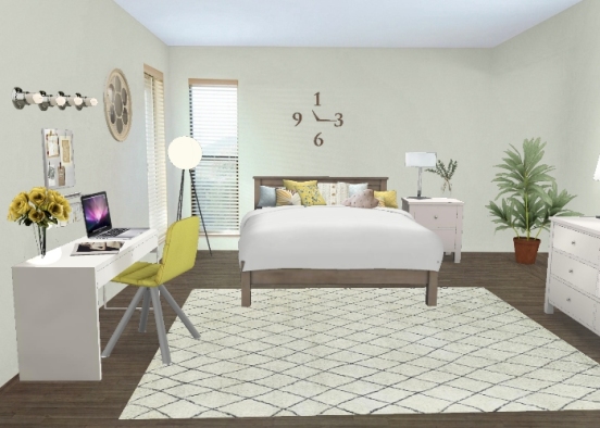 White and yellow room Design Rendering