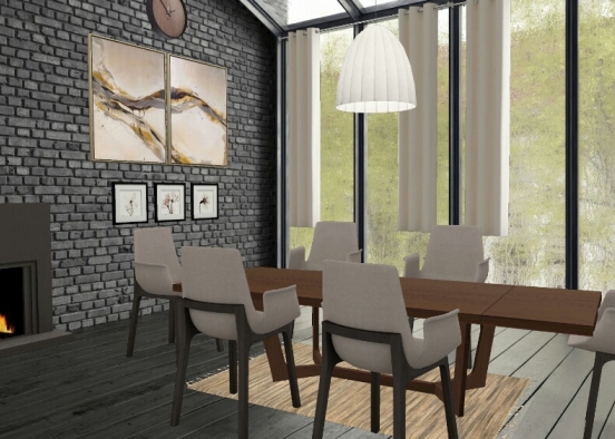 Dining room with forest view ❤️🏞️ Design Rendering