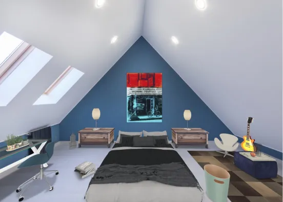 Cozy Bedroom in the Attic Design Rendering