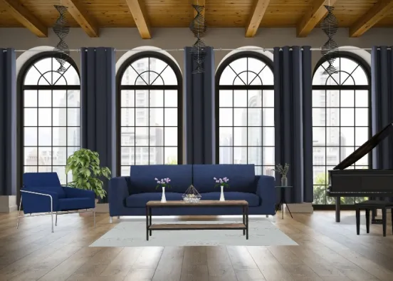 New living room 💙🖤 Design Rendering