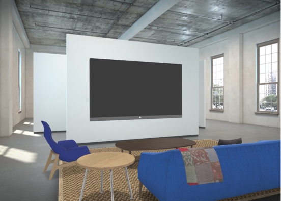modern blue living room Design Rendering