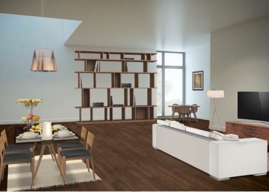 Sala de estar, Jantar Design Rendering