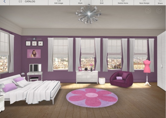 Bedroom design purple theme Design Rendering