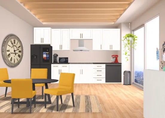 apartment kitchen + dining room Design Rendering