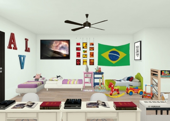 Awesome Kids Room Design Rendering
