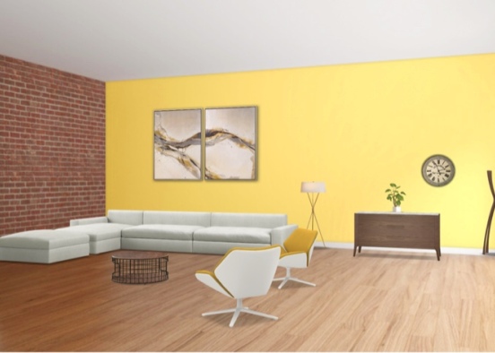Sala amarela Design Rendering