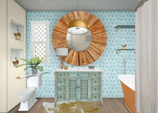 Country Guest Bath Design Rendering