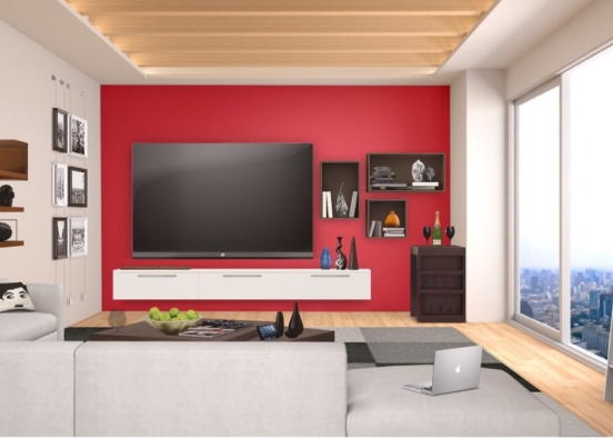 A living room in a flat  Design Rendering