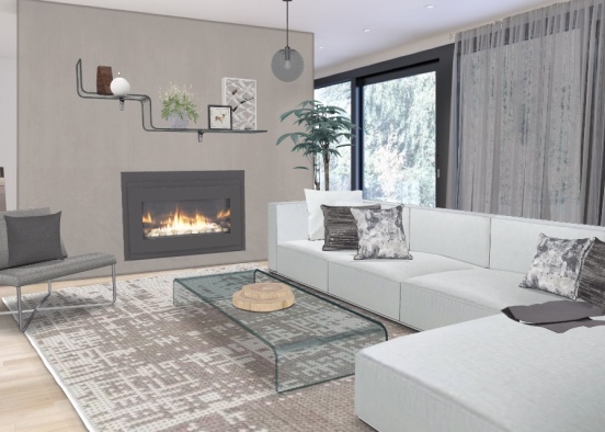 grey and white relaxed living Design Rendering