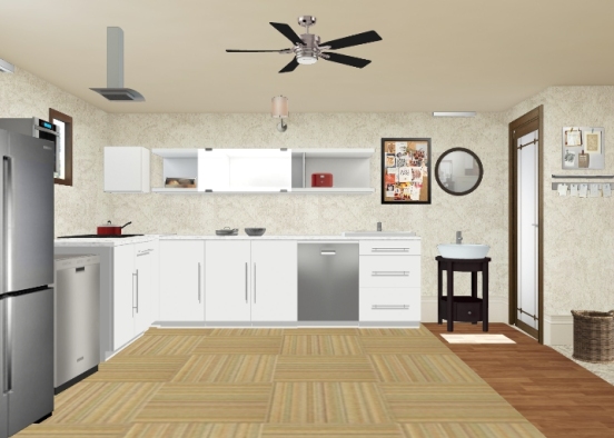Simple kitchen room Design Rendering