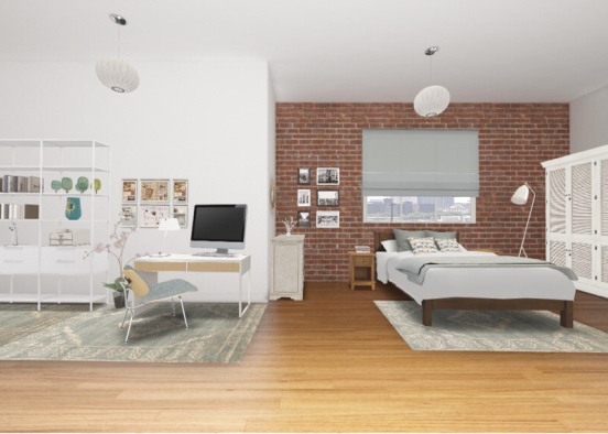 Bedroom and office area Design Rendering