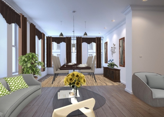 Condo Living and dining Design Rendering