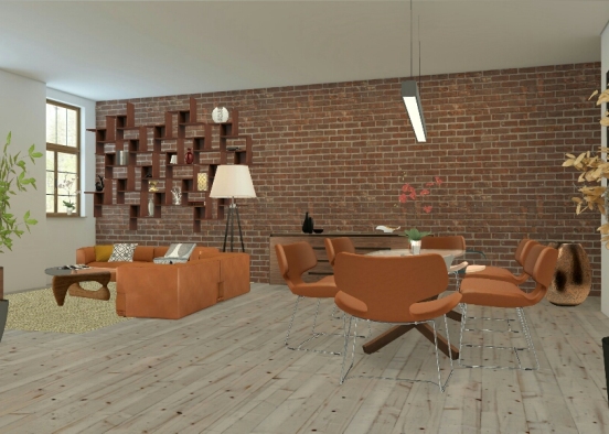 Wohnzimmer in orange  Design Rendering