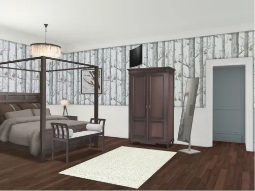 Dark Wood Bedroom. X