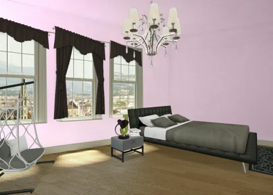 Baby pink and black room Design Rendering