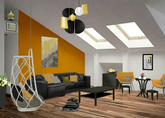 Remodeled the attic ...now time to rent it out !!!  AirBNB style  Design Rendering