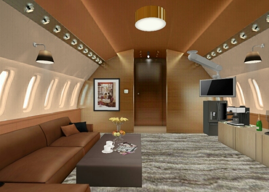 Relaxing Room with Cafe style @ Private Jet. Design Rendering