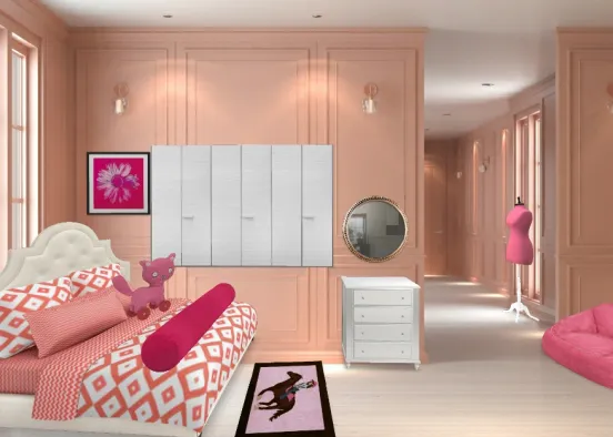 Pink and white room  Design Rendering