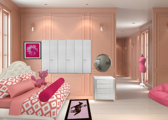 Pink and white room  Design Rendering