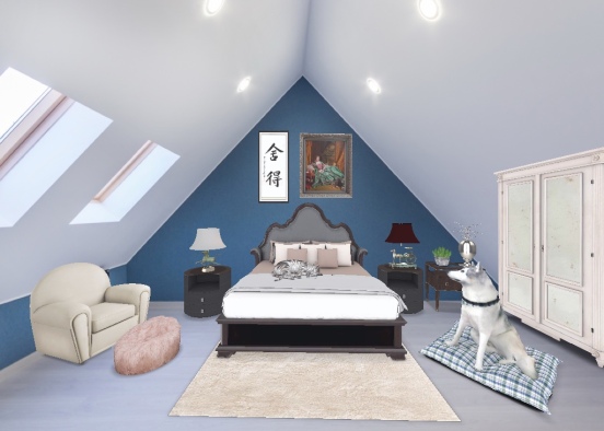 bedroom in the attic Design Rendering