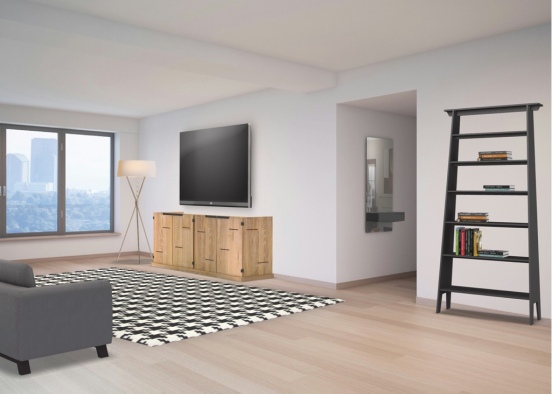 neutral living room Design Rendering