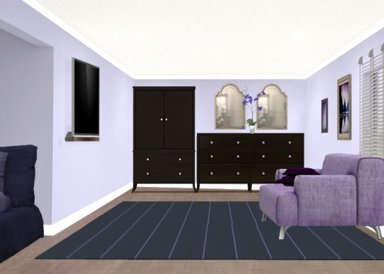 Purple themed bedroom Design Rendering