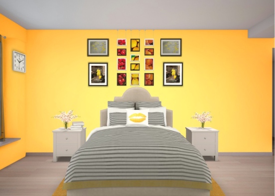 banana yellow bedroom  Design Rendering