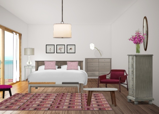 Pretty in pink bedroom Design Rendering